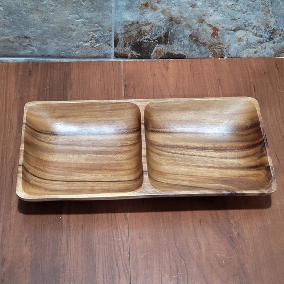 Divided Bowl Wood Handcrafted in Philippines for Beekman Home - Picture 4 of 13